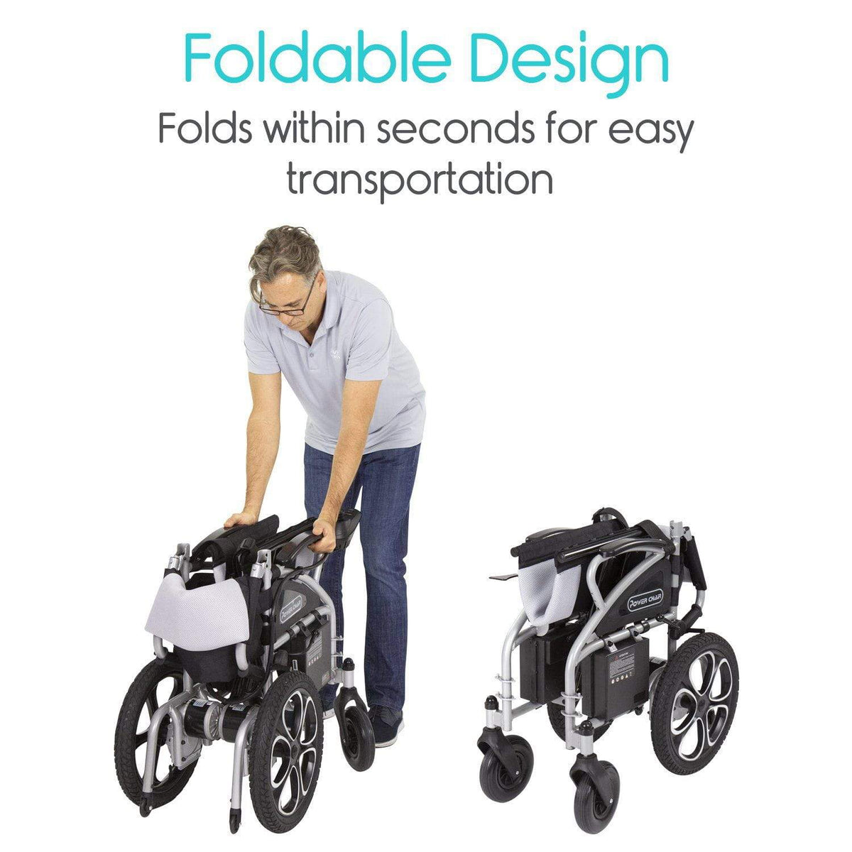 Vive Health - Compact Folding Power Wheelchair