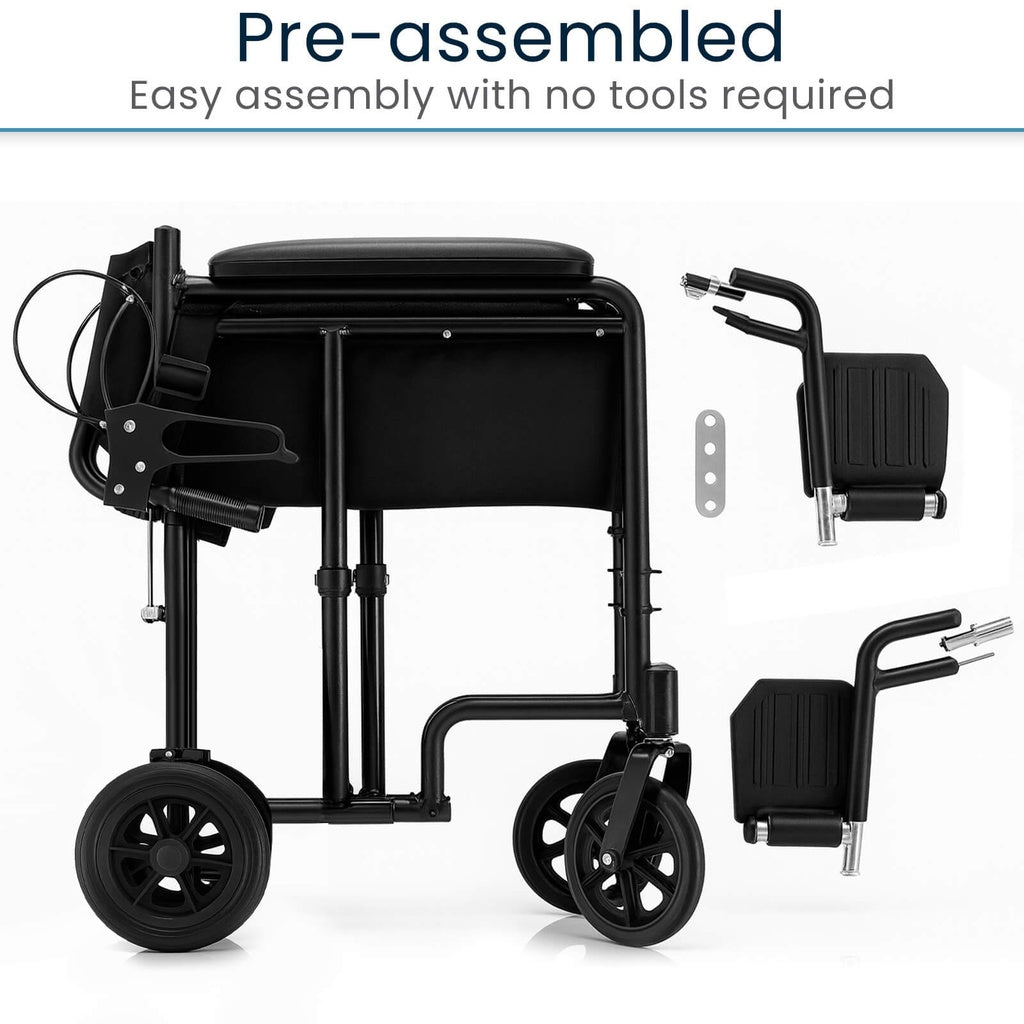 Vive - Wheelchair - Core Transport Wheelchair - 17" or 19" - HCPCS E1038