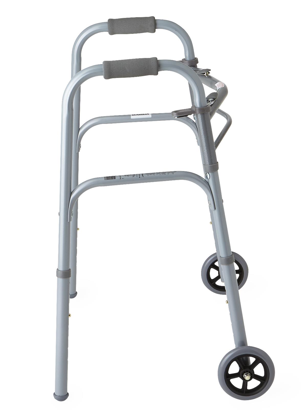 Medline Youth Two-Button Folding Walkers with 5" Wheels