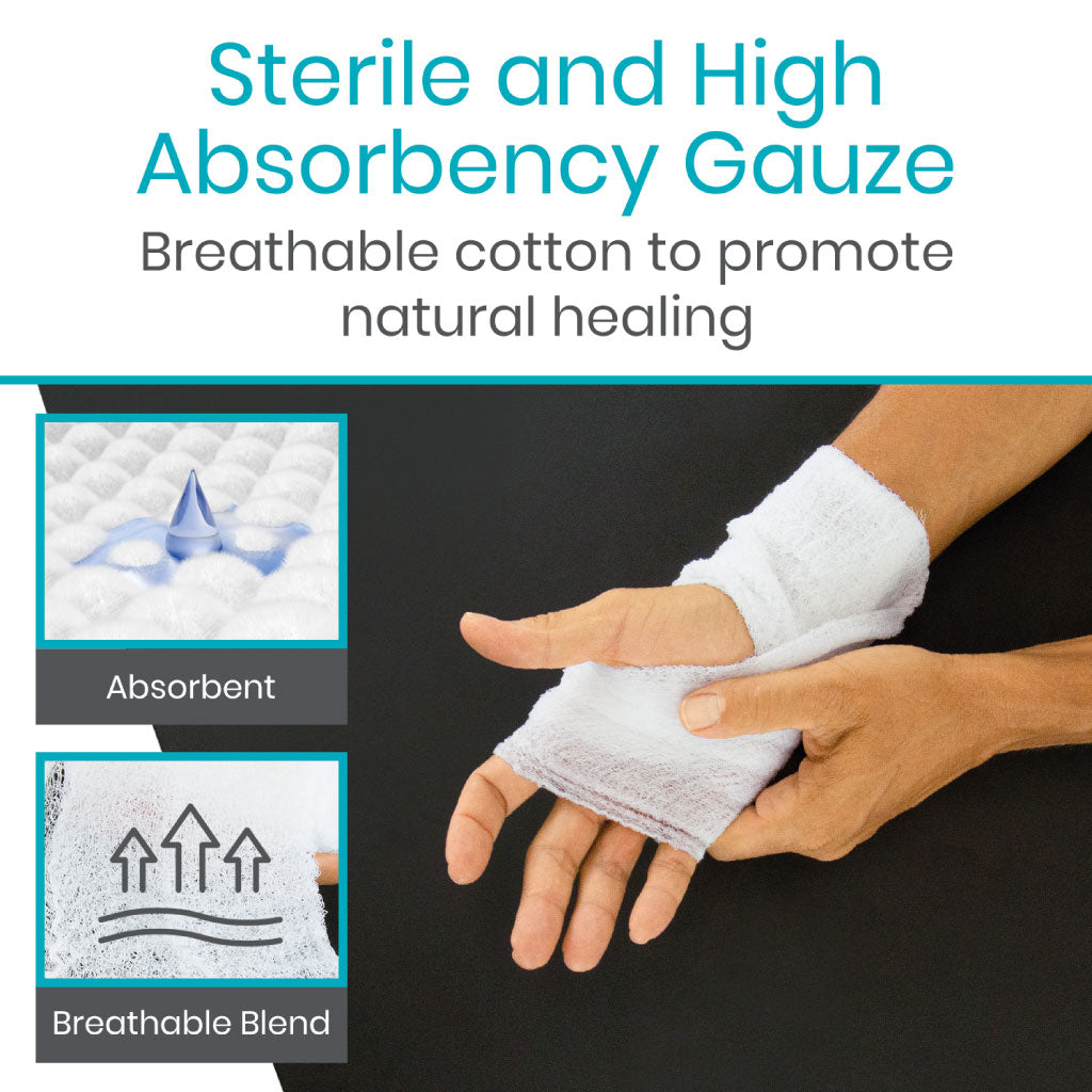 Vive - ViveCare - Gauze - Sterile Gauze Rolls - 3"x4.1yd or 4"x4.1yd - HCPCS: A6402
