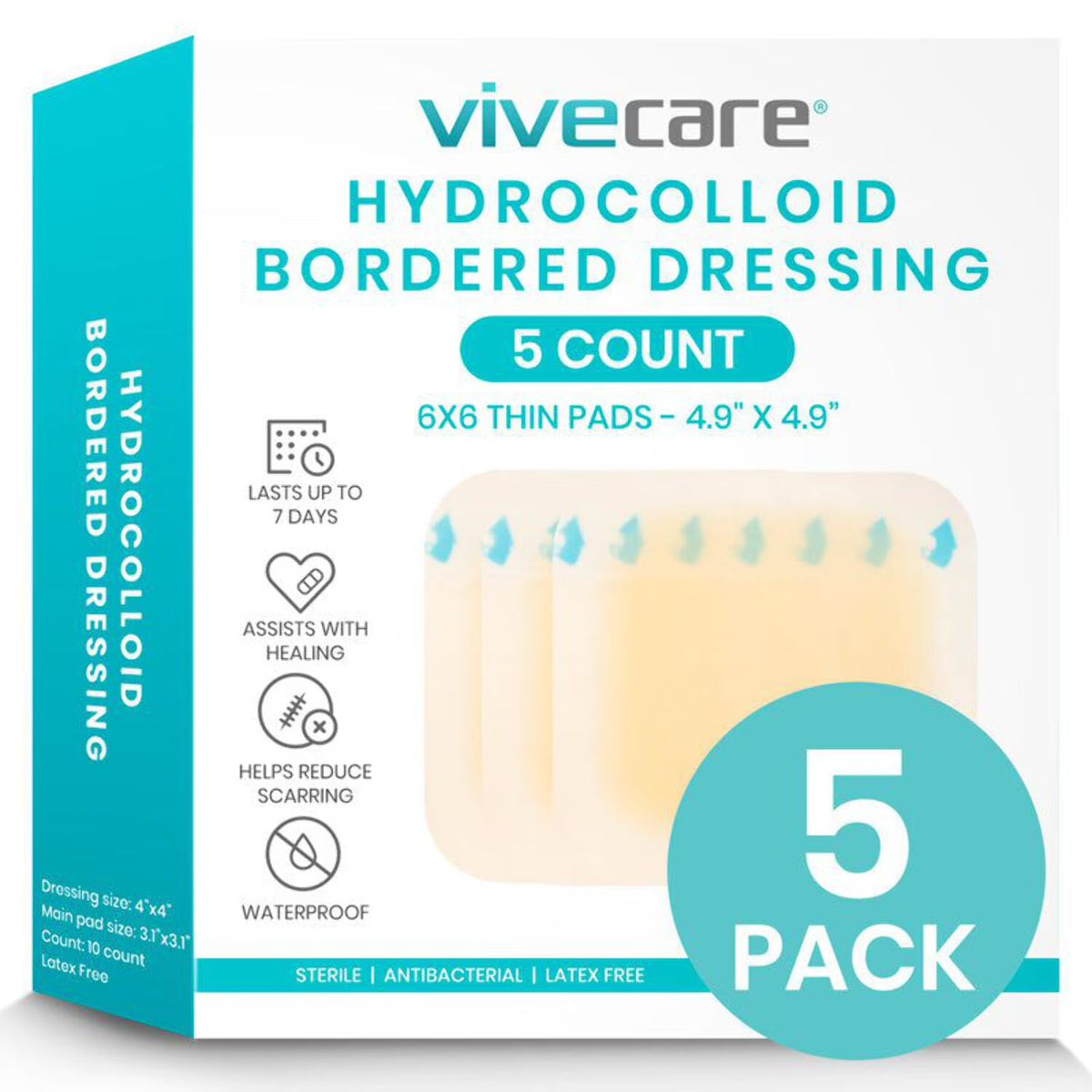 Vive - ViveCare - Dressings - Hydrocolloid Bordered Dressing (Sterile) 4" or 6" - HCPCS: 4"- A6237, 6" A6238