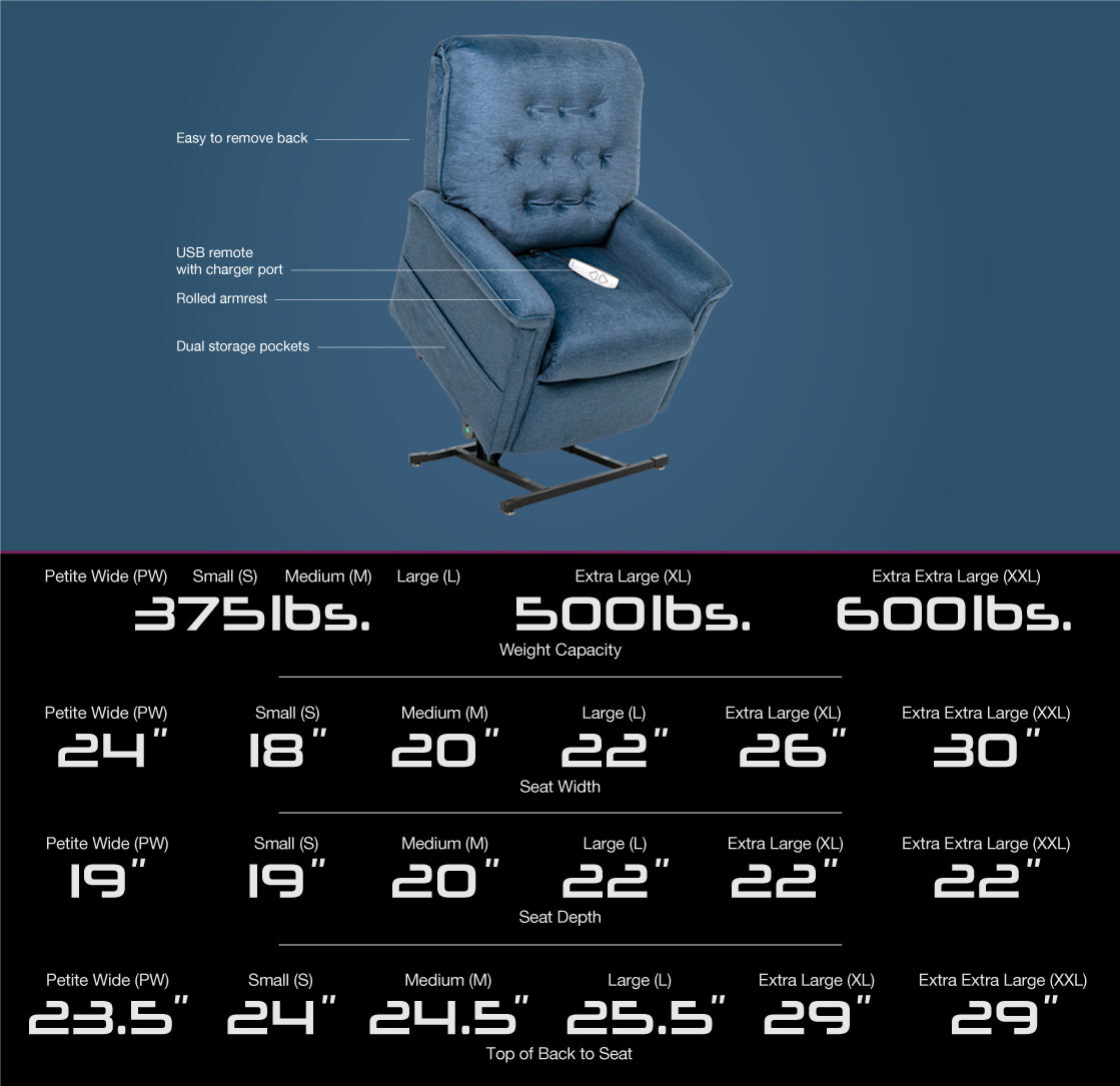 Pride - Heritage 358 XL Massage and Lift Recliner - 500 lbs cap