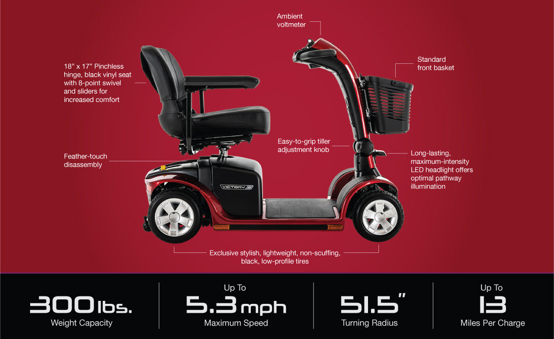 Pride -Victory 9 4-wheel Scooter - HCPCS Code: K0800