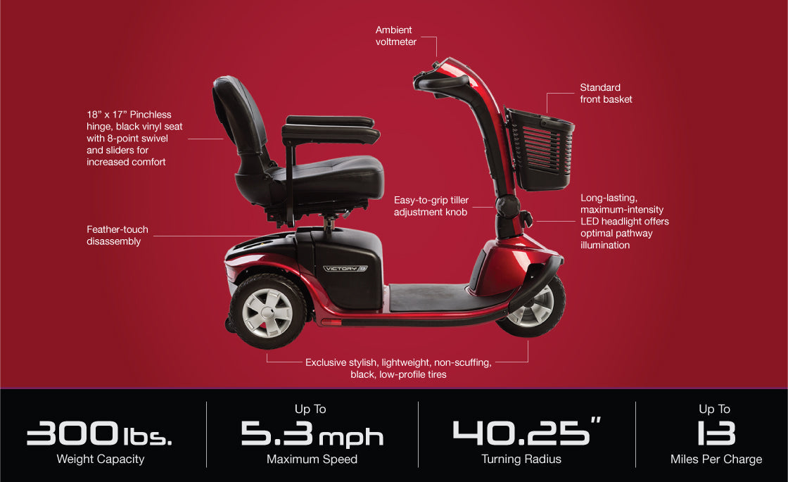 Pride - Victory 9 3 Wheel Scooter - HCPCS Code: K0800