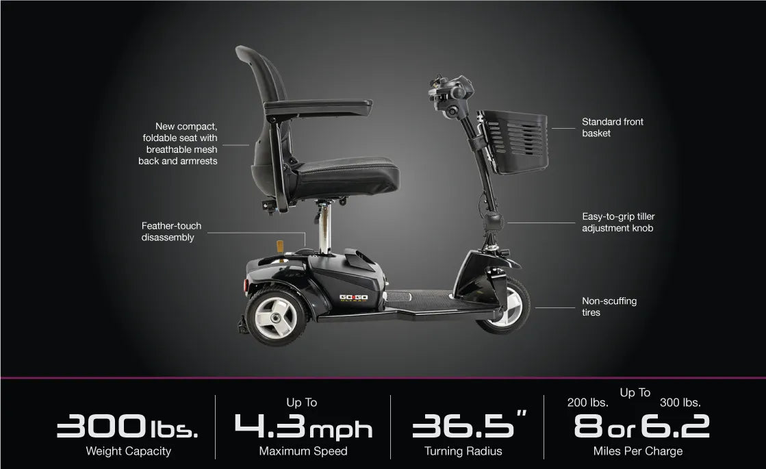 Pride - Go Go Ultra X 3 Wheel Mobility Scooter - HCPCS Code: K0800