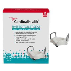 Cardinal Health Raised Toilet Seat, with Lock and Padded Arm