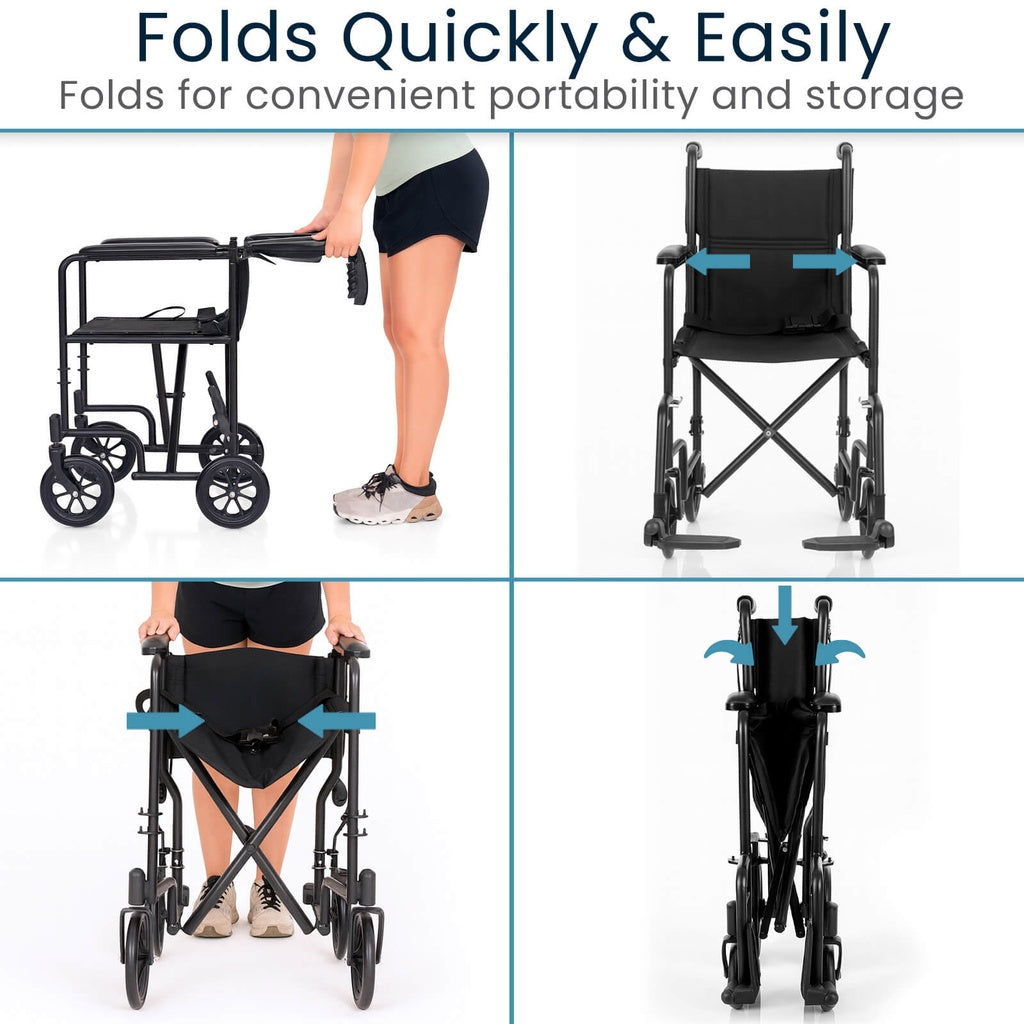 Vive - Wheelchair - Core Transport Wheelchair - 17" or 19" - HCPCS E1038