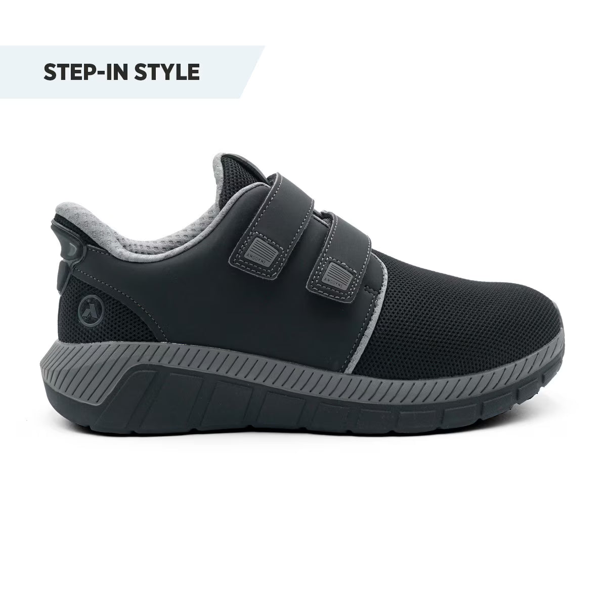 Anodyne - Diabetic Shoes - Hands Free No. 74 Men's Sport Double Depth w/ Heel Assist (Gen 2) - Black/Grey