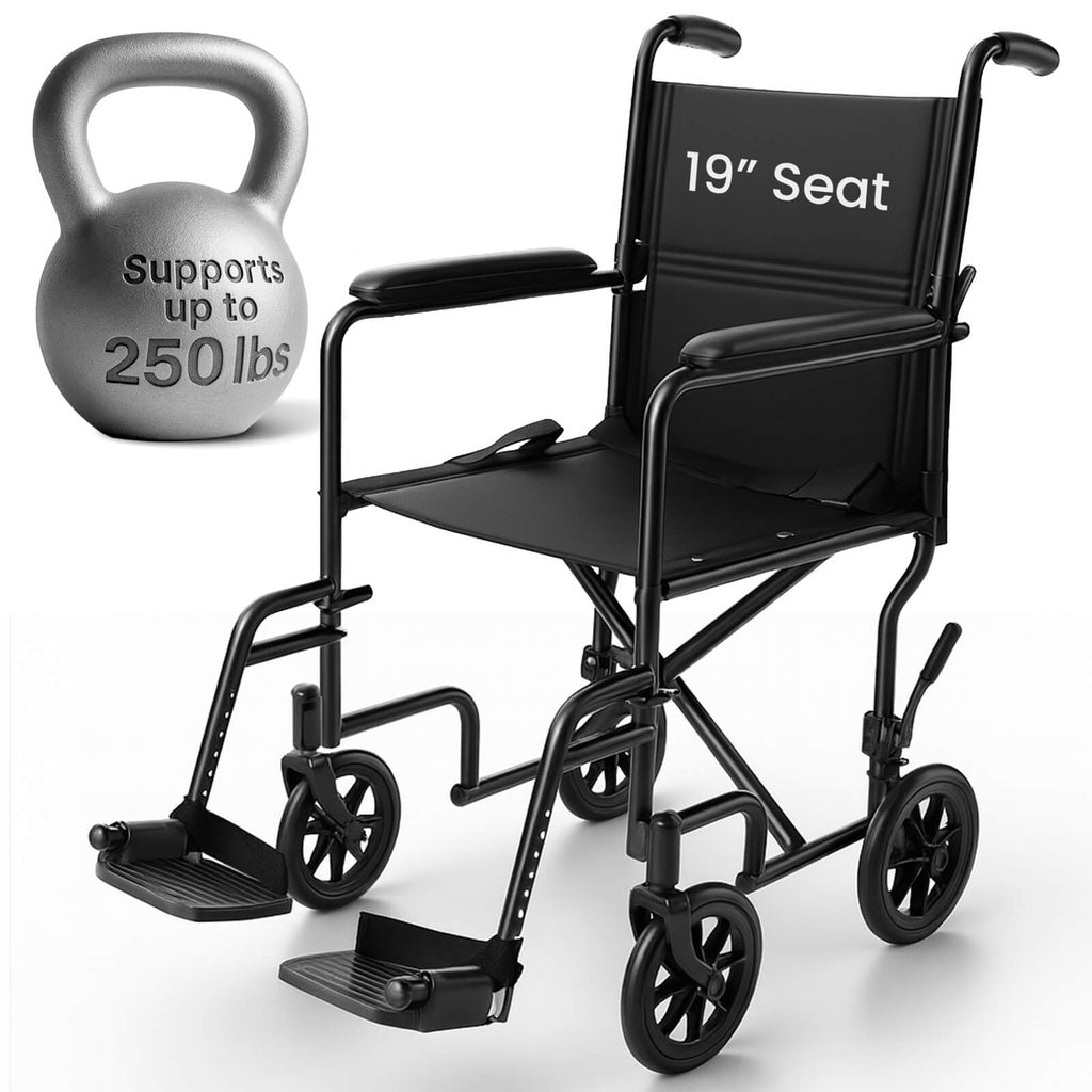 Vive - Wheelchair - Core Transport Wheelchair - 17" or 19" - HCPCS E1038