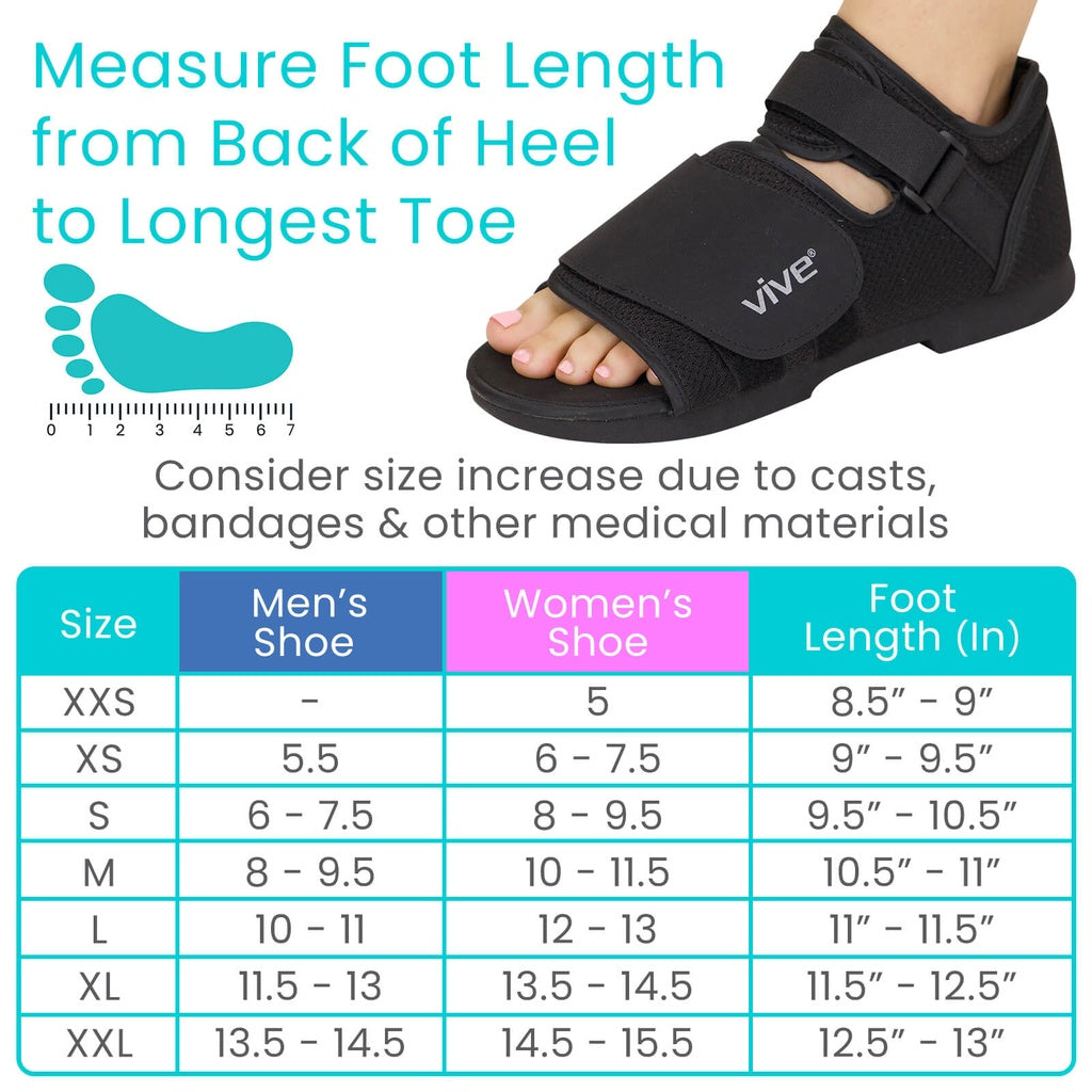 Vive - Brace - Post-Op Shoe Round-Toe - 2X-Small, X-Small, Small, Medium, Large, X-Large, or 2X-Large