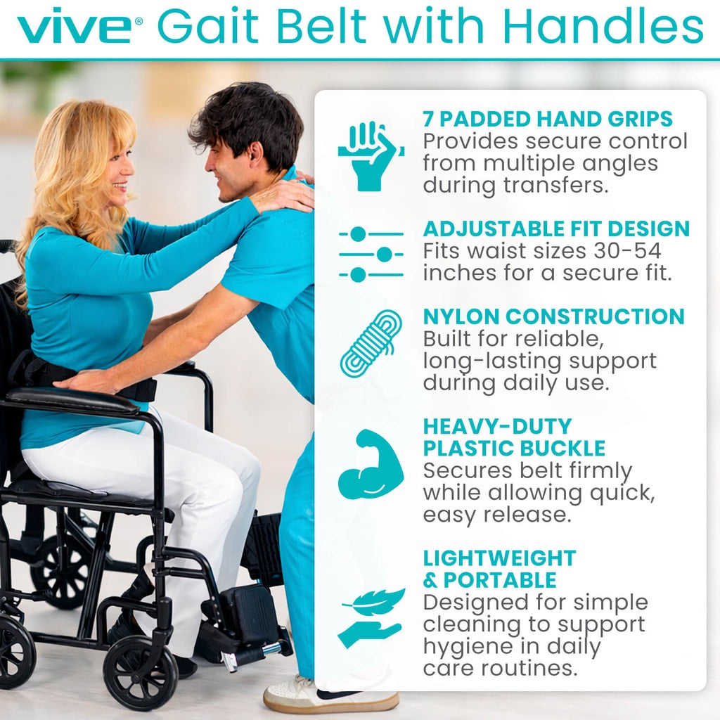 Vive - Walking Aid - Transfer Belt with Handles - Plastic Buckle - HCPCS: E0700
