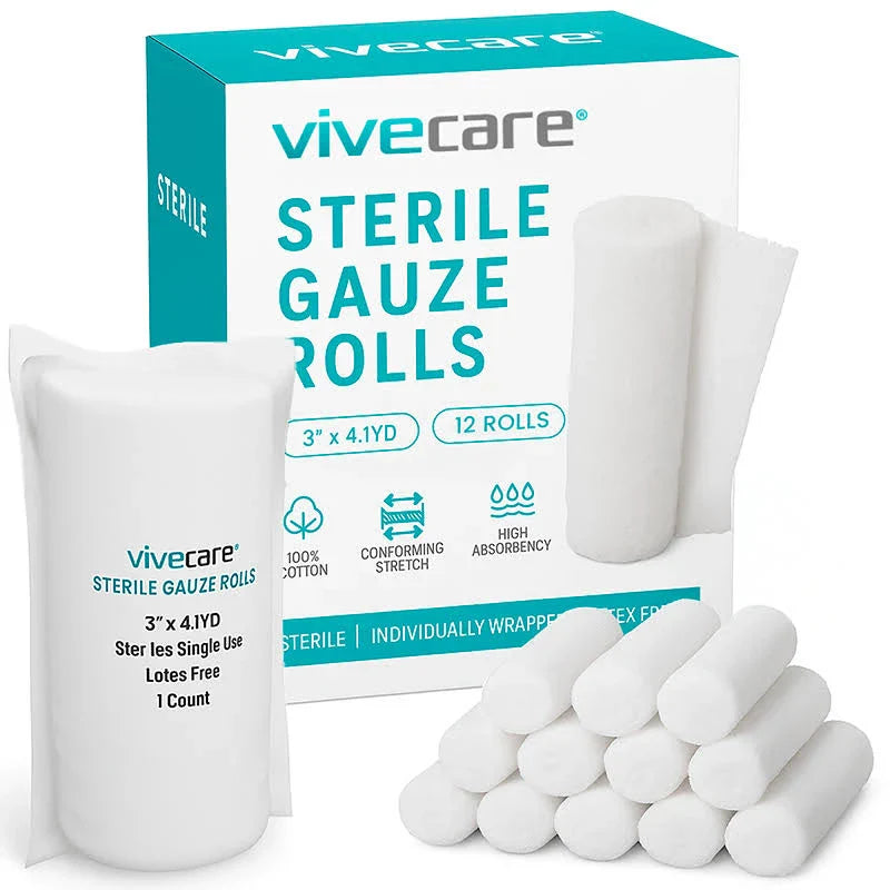 Vive - ViveCare - Gauze - Sterile Gauze Rolls - 3"x4.1yd or 4"x4.1yd - HCPCS: A6402