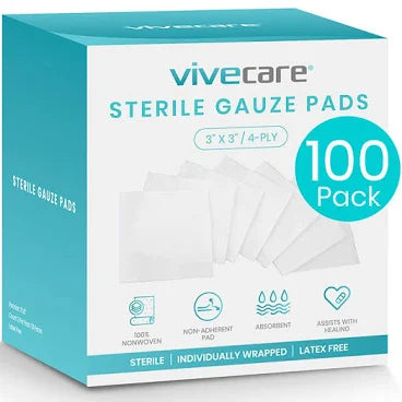 Vive - ViveCare - Gauze - Gauze Pads (Sterile) - 3"x3" & 4"x4" - HCPCS: A6402